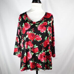Womens Rose Floral Romantic Casual Bold Blouse Top Size XXL Pioneer Woman